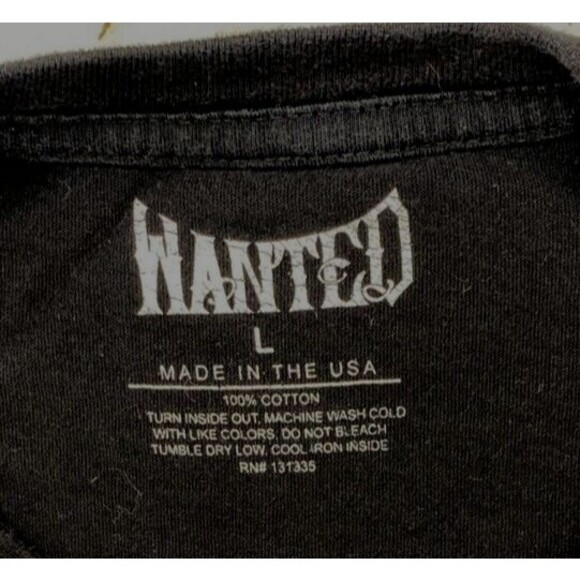 Wanted Mens Size Large Black Shirt Made in USA Graphic Street Urban Athletic Fit - Picture 3 of 4